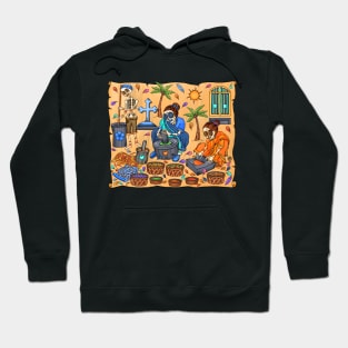 Cute Skeletons - Dia De Los Muertos- Goa - Indian Spices- Village Life Hoodie